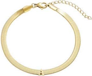 Adornia 18k Gold Plated Initial Herringbone Chain Bracelet in Gold-A at Nordstrom Rack