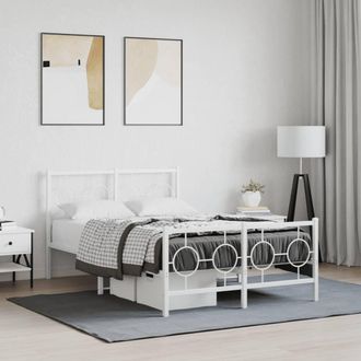 vidaXL Estructura Cama Sin Colch&oacute;n Con Estribo Metal Blanco 120x190 Cm Vidaxl