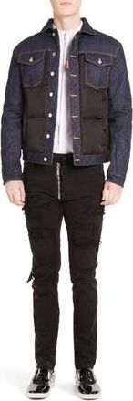 Dsquared2 Mixed Media Quilted Denim Jacket in Black/Denim at Nordstrom Rack, Size 48 Eu