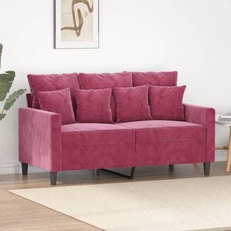 vidaXL Sof&aacute; De 2 Plazas De Terciopelo Rojo Tinto 120 Cm Vidaxl