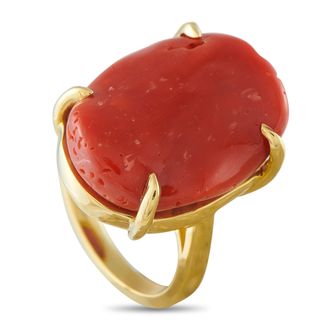 Luxury Bazaar 18K Yellow Gold Coral Ring MF12-042926