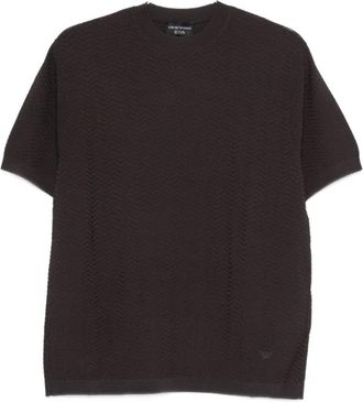 Emporio Armani Round-neck Knitwear, male, Brown, Size: 3XL Capsule Sweater