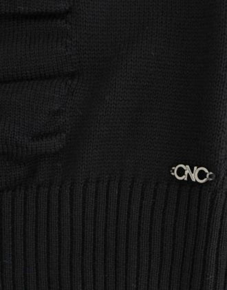 Costume National Womens Black V-Neck Wool Sweater Acrylic Clothing
