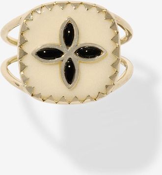 Pascale Monvoisin Goldring mit Kunstharz und Onyx Bowie N&deg;2