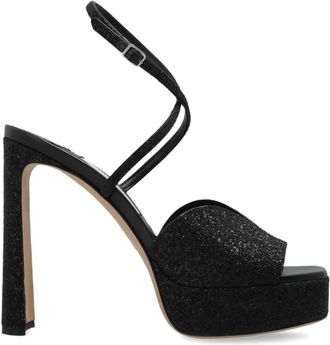 Jimmy Choo London Karli Platform 125 - Dames - Sandalen met hakken - Zwart - 38 1/2 EU - Leer - Schoenen