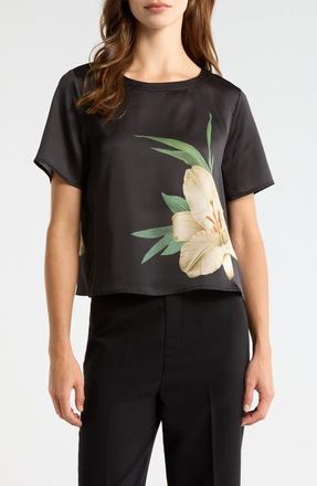 Vince Camuto Print Satin Top in Arctic Wolf at Nordstrom, Size X-Small