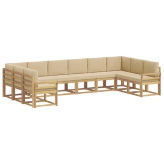 vidaXL Conjunto De Sof&aacute;s De Exterior Con Coj&iacute;n 10 Pcs Y Beige Vidaxl