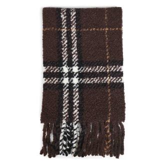 Burberry Bufanda de boucl&eacute; en mezcla de lana de alpaca con cuadros - Accessories - Mujer - Marr&oacute;n - ONE SIZE