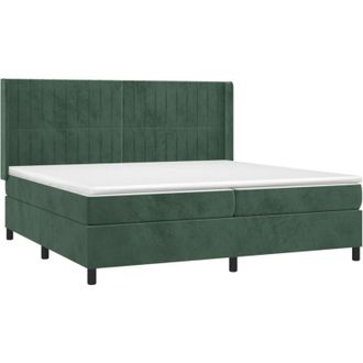 vidaXL Vidaxl - Cama Box Spring Con Colch&oacute;n Terciopelo Verde Oscuro 200x200 Cm