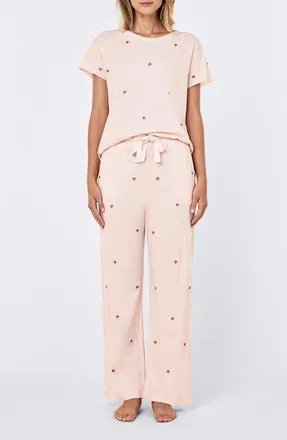 Papinelle Sleepwear Jada Boxy Organic Cotton Pajamas in Petal Pink at Nordstrom, Size X-Small