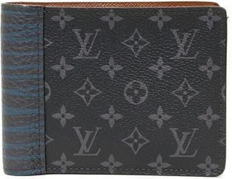 Louis Vuitton Monogram Eclipse Black Blue Monogram Eclipse Leather Wallet (Bi-Fold) (Pre-Owned)