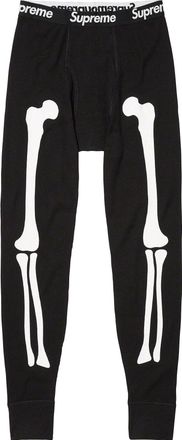 SUPREME x HANES FW23 Week9 Bones Thermal Crew Pants Black SUP-FW23-155