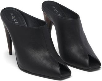 Alexander McQueen Horn Shaped Heel Peep Toe Mule in Black at Nordstrom, Size 39.5