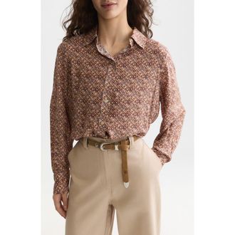 Scotch & Soda Print Relaxed Fit Shirt in Tiles Flower Doeskin at Nordstrom, Size 40