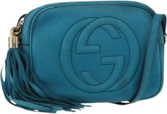 Gucci Pre-owned Cross Body Bags, female, Blue, Size: ONE SIZE Pre-owned Leather Crossbody Bag
