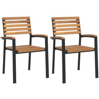 vidaXL vidaXL Stackable Garden Chairs 2 pcs Solid Wood Acacia and Metal