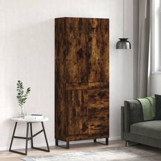 vidaXL Vidaxl - Aparador Alto Madera Contrachapada Roble Ahumado 69,5x34x180 Cm