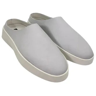 Wolf & Shepherd Cruise Slipper Mens Gray Leather Round Toe Mule HTAT1468