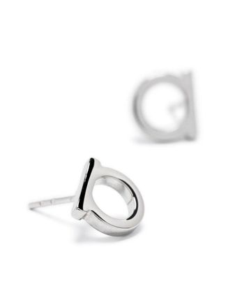 Ferragamo Womens Earrings Gancini Silver Brass Plate Metallic