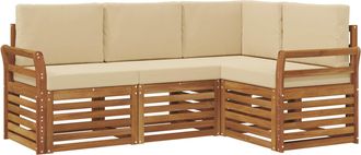 vidaXL Conjunto De Sof&aacute;s De Exterior 4 Uds. Natural Y Beige Poli&eacute;ster Vidaxl