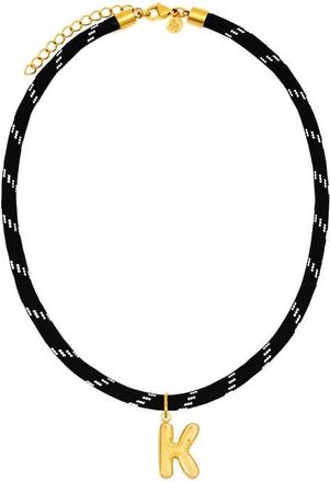 Petit Moments Bubble Initial Pendant Cord Necklace in Black-K at Nordstrom