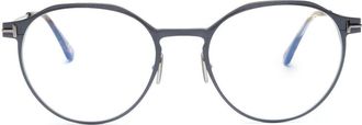 Tom Ford Eyewear round-frame clear-lenses glasses - men - Acetate/Acetate/Metal (Other) - 52 - Blue