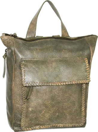 Nino Bossi Aviator Leather Backpack Purse in Green