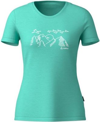 LOEFFLER Printshirt Sunset Merino-Tencel Merinoshirt f&uuml;r Damen | clearwater