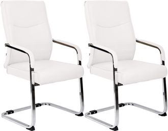Clp Set De 2 Sillas De Visita Hobart Blanco Simil Cuero