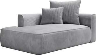 Vente-Unique Chaise longue izquierda de pana gris claro PINETA