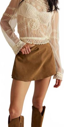 Free People Paradise Found Suede Skort In Caramel Cafe