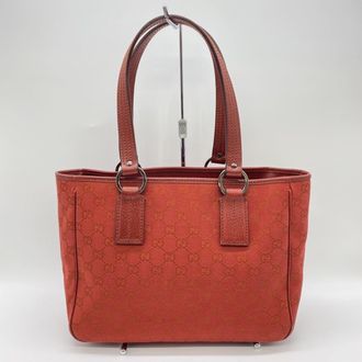 Gucci Red Color Gg Canvas Handbag Tote Bag (Pre-Owned)