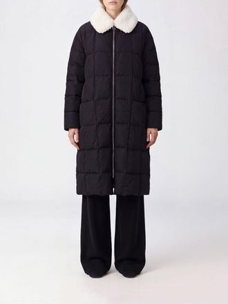 Ienki Ienki Long Quilted Nylon Puffer Jacket with Fur Collar