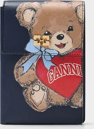 Ganni Womens Teddy recycled leather foldable card holder