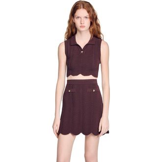 Sandro Cropped decorative knit top in Brown at Nordstrom, Size X-Large