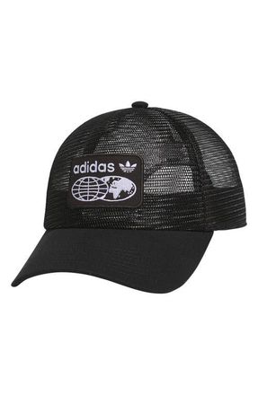 adidas Worldwide Full Mesh Snapback Trucker Hat in Black/White at Nordstrom