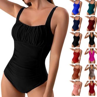 Generic Bathing Suit Cover Up Swimming Costume Women Tummy Control Swimsuit Ladies Push Up Cosy One Piece Swimwear Plus Size Plain Colour Summer Bathing Suit 