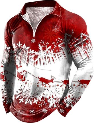 Generic Christmas Shirt Mens Funny, Christmas Polo Shirt Mens Long Sleeve, Casual Christmas Shirt with 1/4 Zipper Christmas Shirts Casual Shirt with Christmas