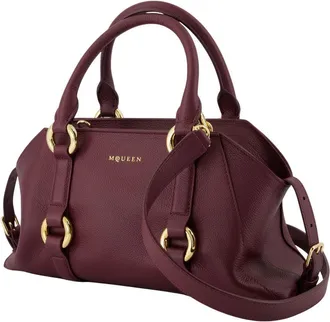 Alexander McQueen Womens Farringdon Top Handle Bag Burgundy Calfskin