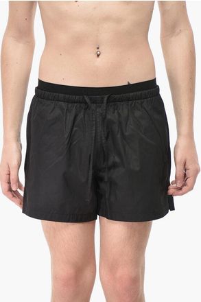 Off-white Nylon Boxer Swim Trunks With Elastic Waistband size S