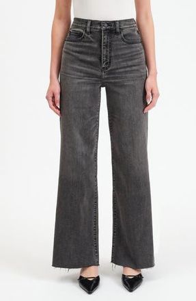 Daze Far Out Raw Hem High Waist Wide Leg Jeans in Milky Way at Nordstrom Rack, Size 31