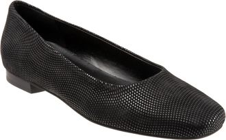 Trotters Womens Trotters Honor Flats Black Leather Mini Dot Slip On Shoes JOBB2204