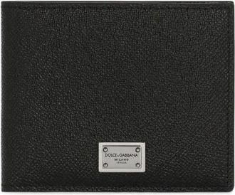 Dolce & Gabbana Zwarte Leren Bi-Fold Portemonnee - Heren - Portefeuilles - Zwart - ONE Size - Leer - Accessoires
