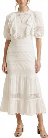 Ulla Johnson Guinevere Lace Midi Dress In White