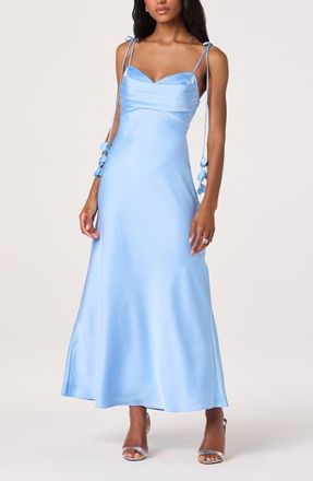 ASTR the Label Hera Satin A-Line Dress in Light Blue at Nordstrom, Size Medium