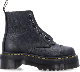 Dr. Martens Zwarte Gesloten Plateau Laarzen Aw 24 - Dames - Veterlaarzen - Zwart - 36 EU - Leer - Schoenen
