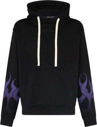 Vision Of Super Vlammen Lichtgewicht Hoodie Zwart/Paars - Heren - Hoodies - Zwart - L - Katoen - Hoodies & sweatvesten