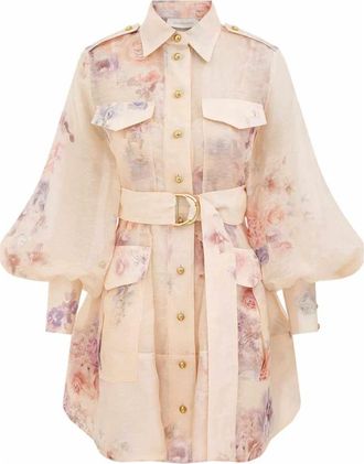 Zimmermann Hypnotic Utility Mini-jurk - Dames - Korte kleedjes - Veelkleurig - L - Polyester - Kleedjes