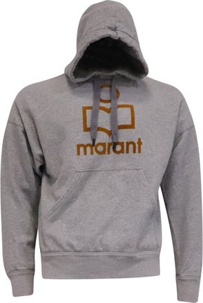 Isabel Marant Logo-Print Hoodie in Grey Cotton