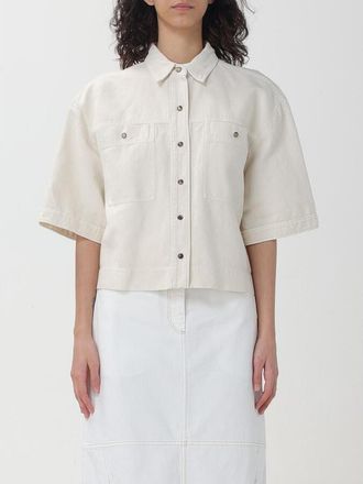 Brunello Cucinelli Off White Boxy Cotton Linen Shirt, Brand Size 46 (US Size 12)